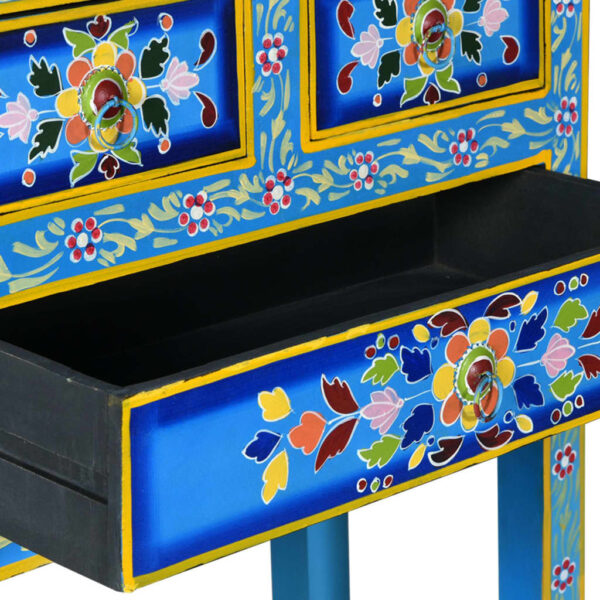 vidaXL Sideboard with Drawers Solid Mango Wood Turquoise Hand Painted - Image 7