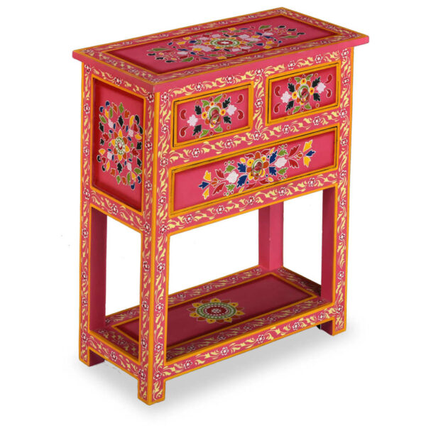 vidaXL Sideboard with Drawers Solid Mango Wood Pink Hand Painted - Image 2