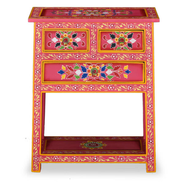 vidaXL Sideboard with Drawers Solid Mango Wood Pink Hand Painted - Image 3