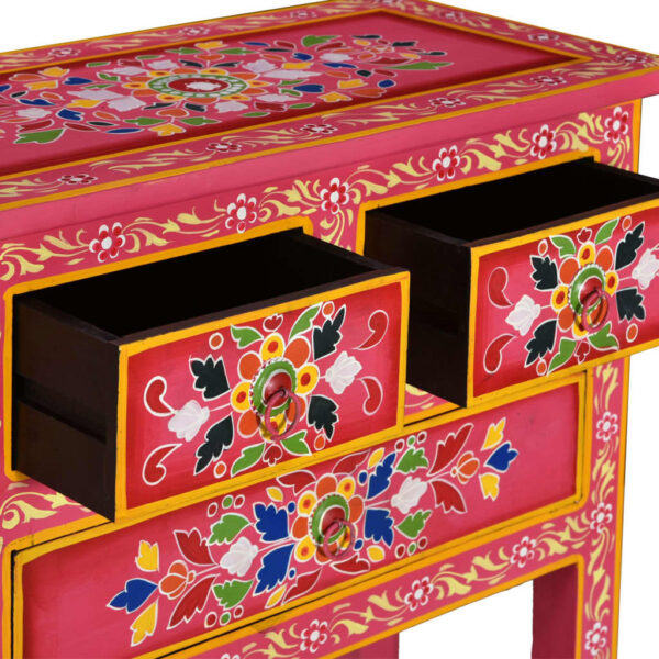 vidaXL Sideboard with Drawers Solid Mango Wood Pink Hand Painted - Image 6