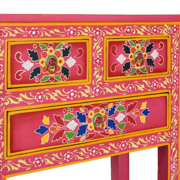 vidaXL Sideboard with Drawers Solid Mango Wood Pink Hand Painted - Image 10