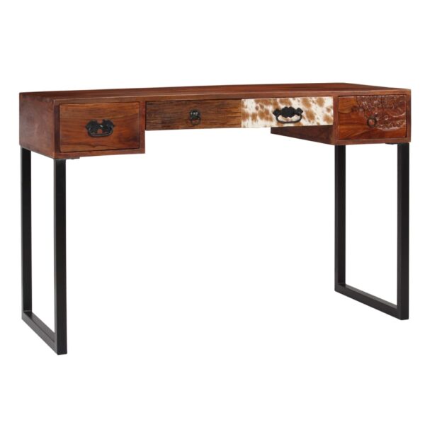 vidaXL Desk Solid Sheesham Wood and Real Leather 46.1"x19.7"x29.9" - Image 4