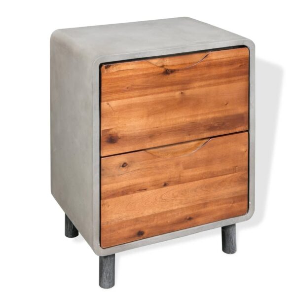 vidaXL Nightstand Concrete Solid Acacia Wood 15.7"x11.8"x19.7"