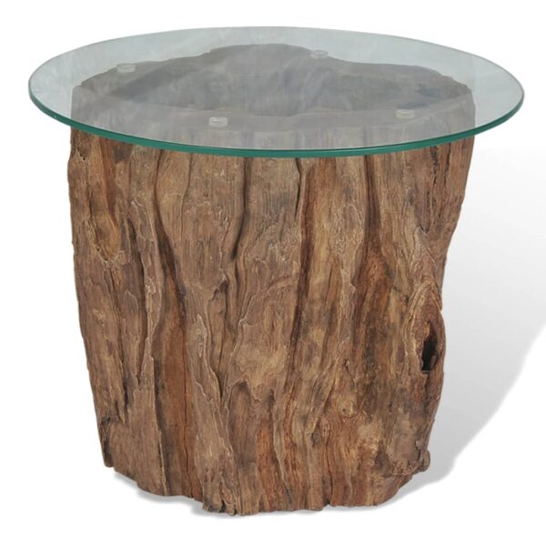 vidaXL Coffee Table Teak Glass 19.7"x15.7" - Image 2