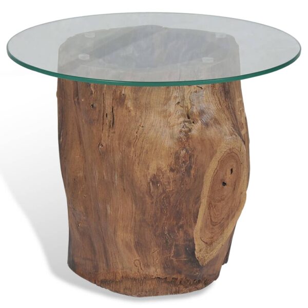 vidaXL Coffee Table Teak Glass 19.7"x15.7" - Image 3