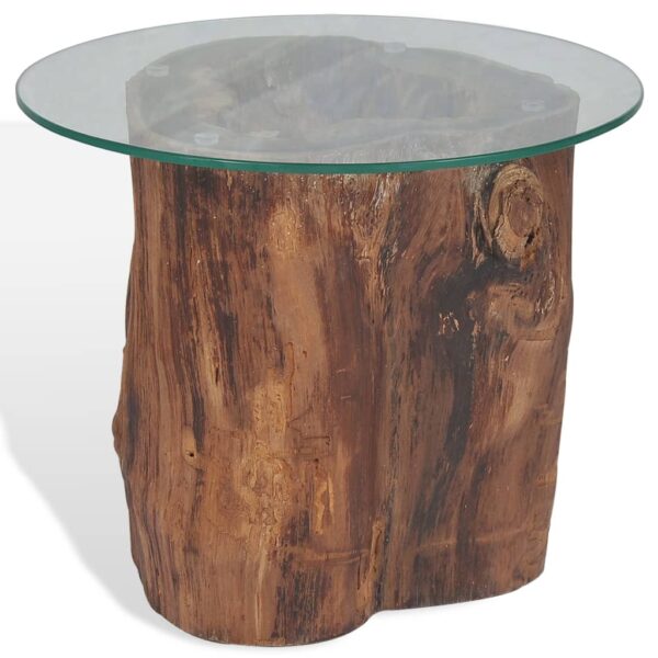 vidaXL Coffee Table Teak Glass 19.7"x15.7" - Image 4