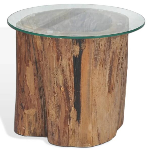 vidaXL Coffee Table Teak Glass 19.7"x15.7" - Image 5