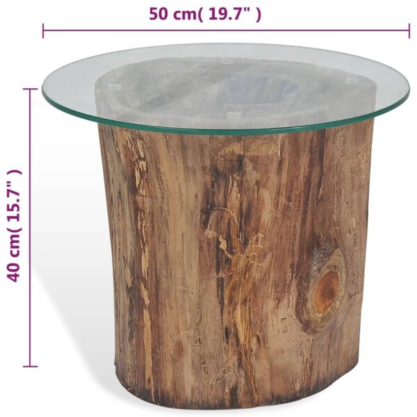 vidaXL Coffee Table Teak Glass 19.7"x15.7" - Image 10