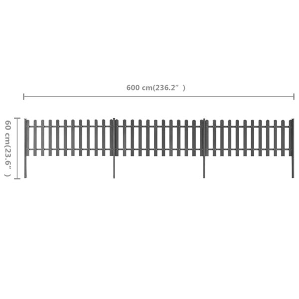 vidaXL Picket Fence with Posts 3 pcs WPC 236.2"x23.6" - Image 5