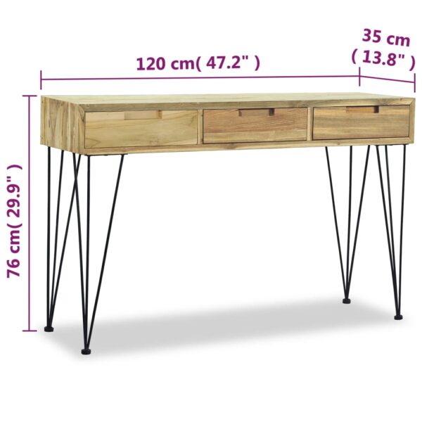 vidaXL Console Table 47.2"x13.8"x29.9" Solid Teak - Image 10