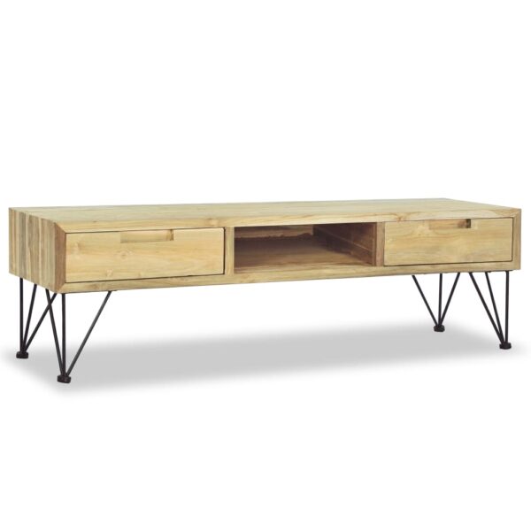 vidaXL TV Stand 47.2"x13.8"x13.8" Solid Teak - Image 2