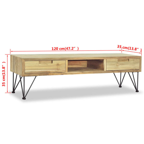 vidaXL TV Stand 47.2"x13.8"x13.8" Solid Teak - Image 10