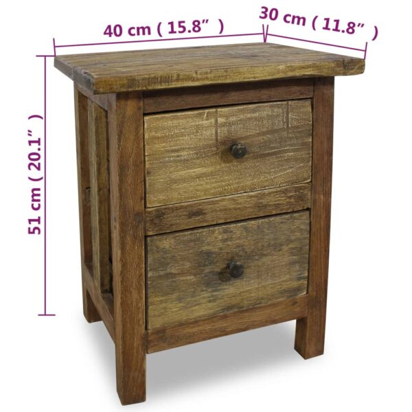 vidaXL Nightstand Solid Reclaimed Wood 15.7"x11.8"x20.1" - Image 7