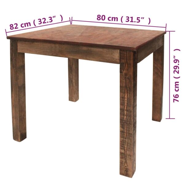 vidaXL Dining Table Solid Reclaimed Wood 32.3"x31.5"x29.9" - Image 9