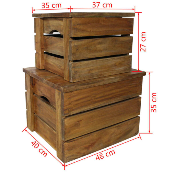 vidaXL Storage Crate Set 2 Pieces Solid Reclaimed Wood - Image 7