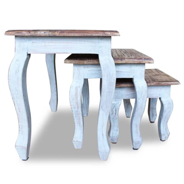 vidaXL Nesting Table Set 3 Pieces Solid Reclaimed Wood - Image 2