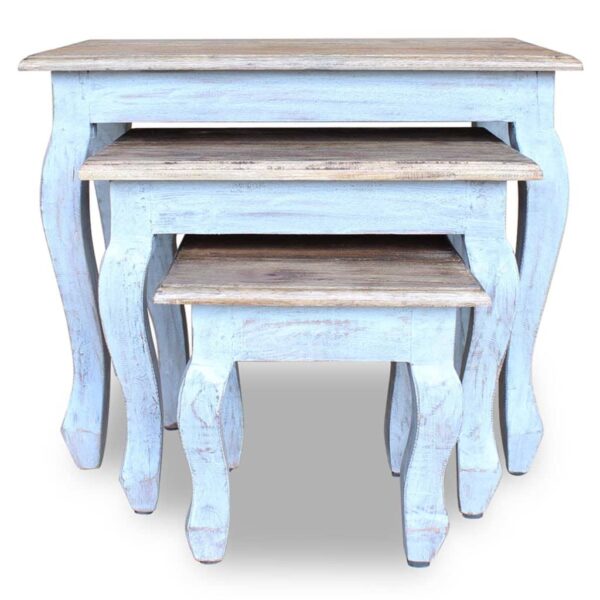 vidaXL Nesting Table Set 3 Pieces Solid Reclaimed Wood - Image 3