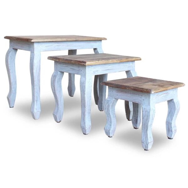 vidaXL Nesting Table Set 3 Pieces Solid Reclaimed Wood - Image 4