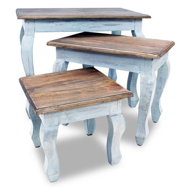 vidaXL Nesting Table Set 3 Pieces Solid Reclaimed Wood - Image 8