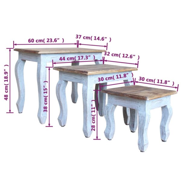 vidaXL Nesting Table Set 3 Pieces Solid Reclaimed Wood - Image 9