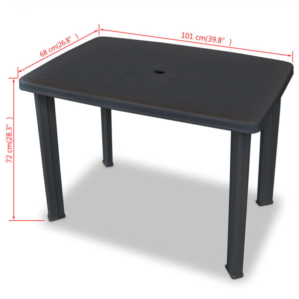 vidaXL Patio Table Anthracite 39.8"x26.8"x28.3" Plastic - Image 5