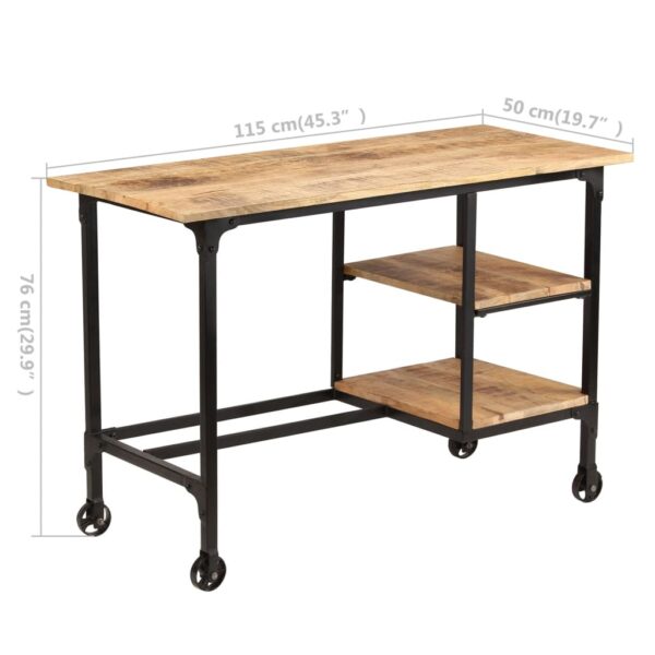 vidaXL Desk with Folding Stool Solid Mango Wood 45.3"x19.7"x29.9" - Image 12