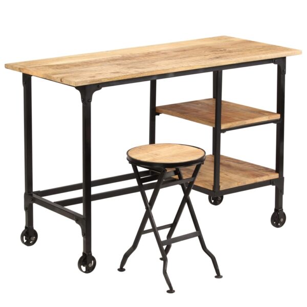 vidaXL Desk with Folding Stool Solid Mango Wood 45.3"x19.7"x29.9" - Image 10