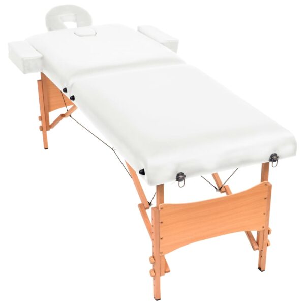 vidaXL 2-Zone Folding Massage Table 3.9" Thick White - Image 2