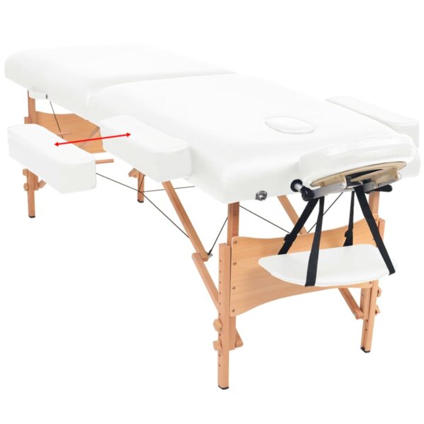 vidaXL 2-Zone Folding Massage Table 3.9" Thick White - Image 6