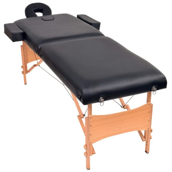 vidaXL 2-Zone Folding Massage Table 3.9" Thick Black - Image 2