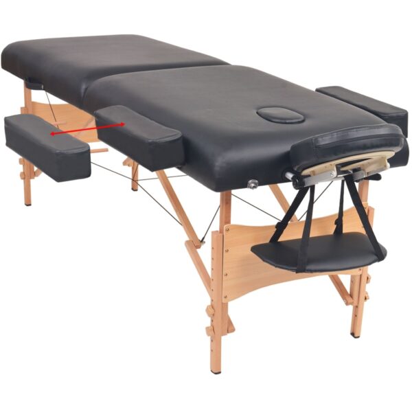 vidaXL 2-Zone Folding Massage Table 3.9" Thick Black - Image 6