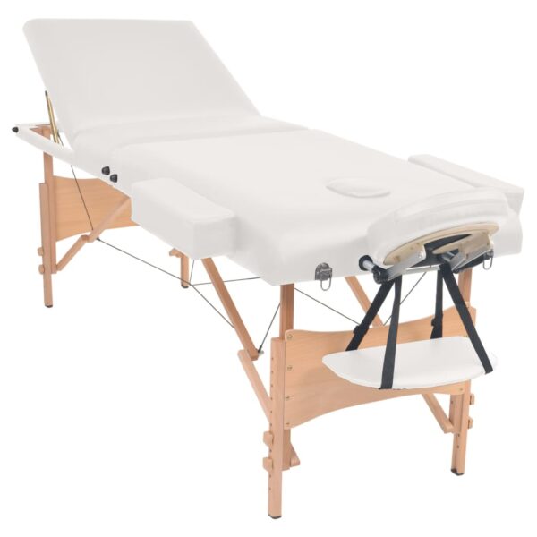 vidaXL 3-Zone Folding Massage Table 3.9" Thick White - Image 2