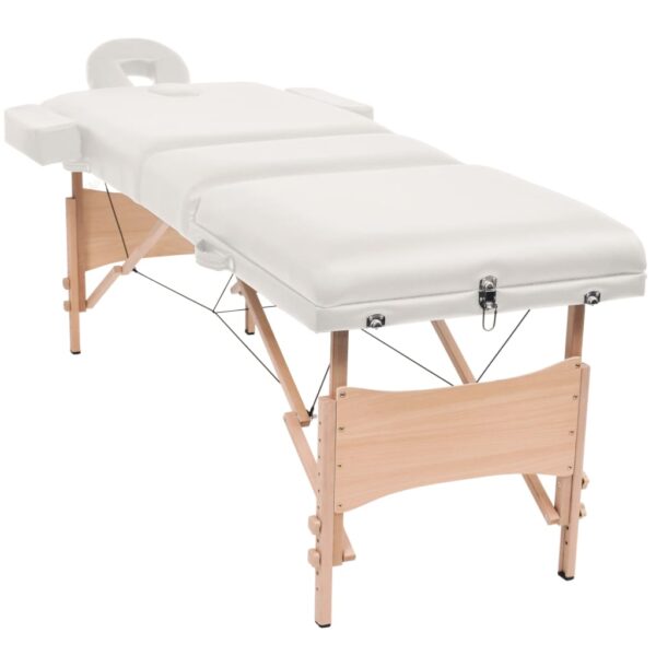 vidaXL 3-Zone Folding Massage Table 3.9" Thick White - Image 3