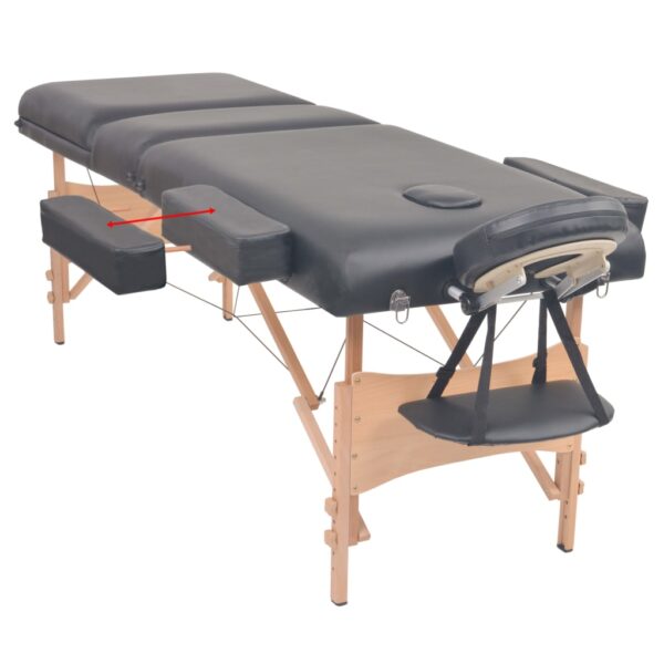 vidaXL 3-Zone Folding Massage Table 3.9" Thick Black - Image 4