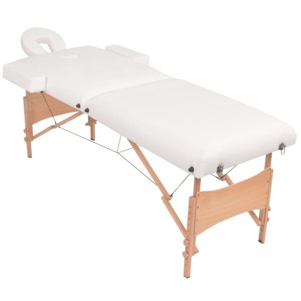 vidaXL 2-Zone Folding Massage Table and Stool Set 3.9" Thick White - Image 2