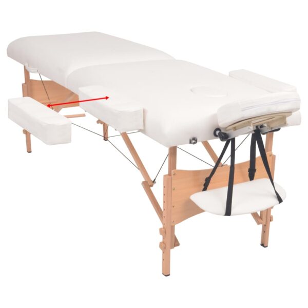 vidaXL 2-Zone Folding Massage Table and Stool Set 3.9" Thick White - Image 3