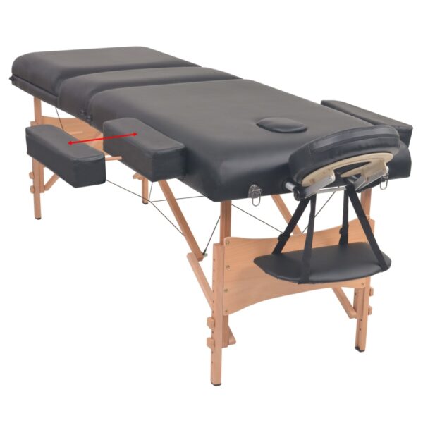 vidaXL 3-Zone Folding Massage Table and Stool Set 3.9" Thick Black - Image 4