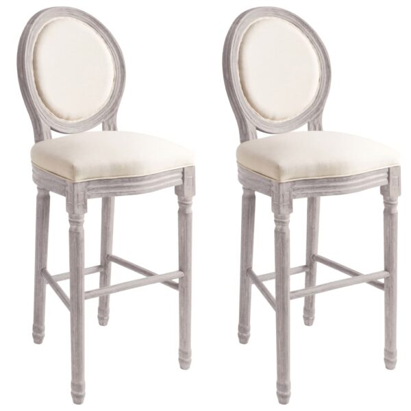 vidaXL Bar Stools 2 pcs White Linen