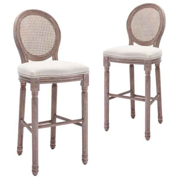 vidaXL Bar Stools 2 pcs White Linen