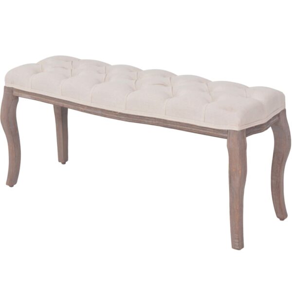 vidaXL Bench Linen Solid Wood 43.3" x 15" x 18.9" Cream White