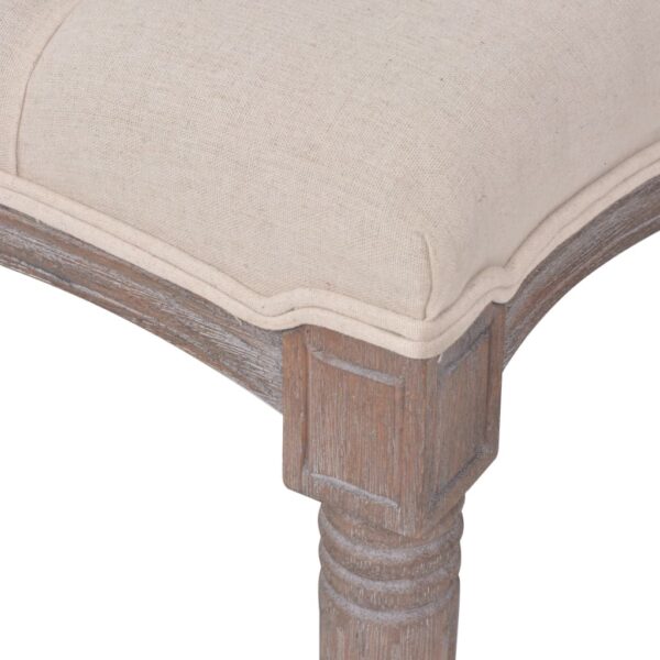 vidaXL Bench Linen Solid Wood 59.1" x 15.7" x 18.9" Cream White - Image 4