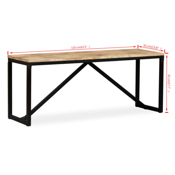 vidaXL Bench Solid Mango Wood 43.3"x13.8"x17.7" - Image 9