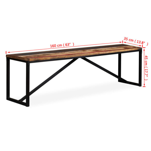 vidaXL Bench Solid Reclaimed Wood 63"x13.8"x17.7" - Image 7