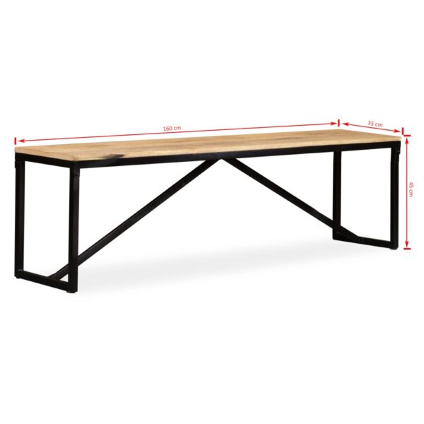 vidaXL Bench Solid Mango Wood 63"x13.8"x17.7" - Image 5