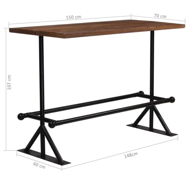 vidaXL Bar Table Solid Reclaimed Wood Dark Brown 59.1"x27.6"x42.1" - Image 12