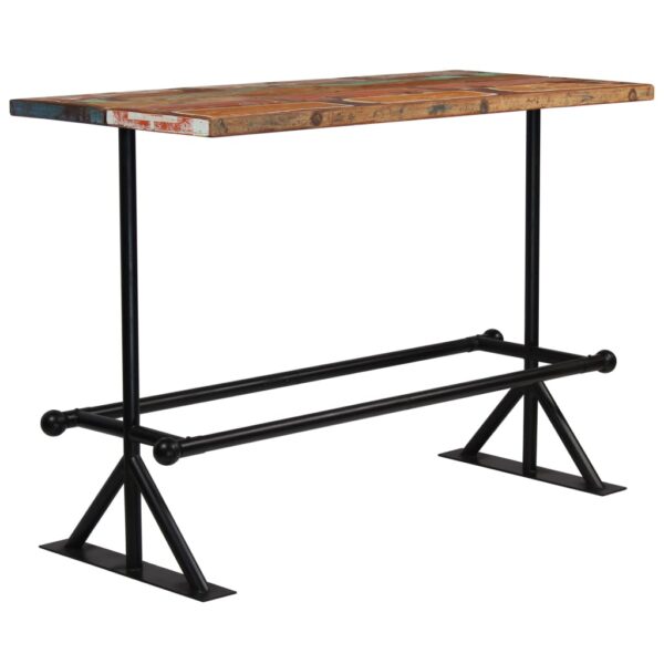 vidaXL Bar Table Solid Reclaimed Wood Multicolor 59.1"x27.6"x42.1" - Image 6