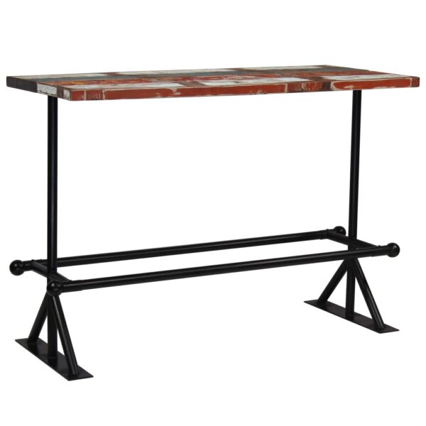 vidaXL Bar Table Solid Reclaimed Wood Multicolor 59.1"x27.6"x42.1" - Image 7