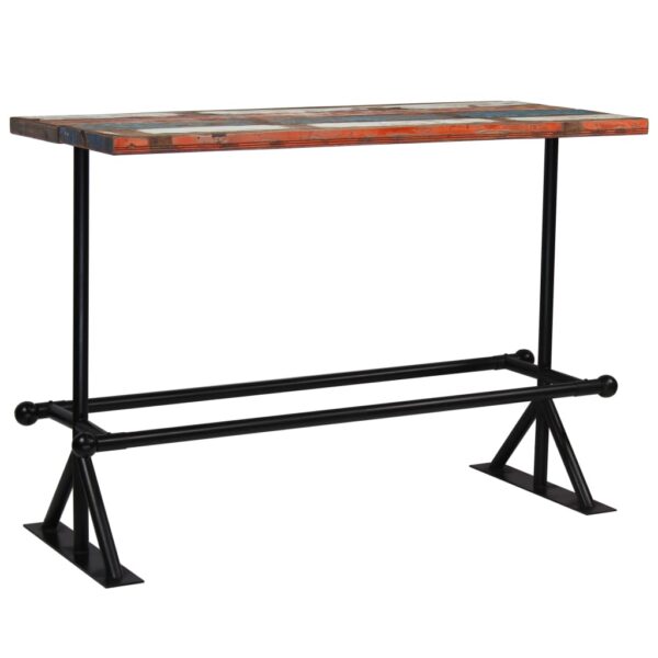 vidaXL Bar Table Solid Reclaimed Wood Multicolor 59.1"x27.6"x42.1" - Image 8