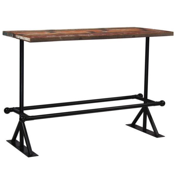 vidaXL Bar Table Solid Reclaimed Wood Multicolor 59.1"x27.6"x42.1" - Image 9