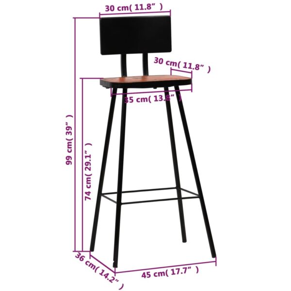 vidaXL Bar Stools 4 pcs Solid Reclaimed Wood - Image 12